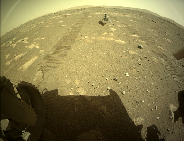 After being released from the belly of NASA's Perseverance rover, the Ingenuity helicopter now sits on the surface of Mars...as of April 3, 2021. After being released from the belly of NASA's Perseverance rover, the Ingenuity helicopter now sits on the surface of Mars...as of April 3, 2021.