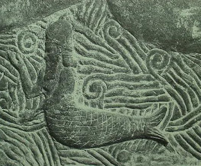 Fish-man in the sea. Bas-relief in the palace of the Assyrian king Sargon II, ca. 721-705 BCE at Dur-Sharken, modern Khorsabad.