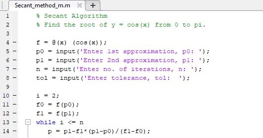 Secant Method for Solving non-linear equations in MATLAB(mfile ...