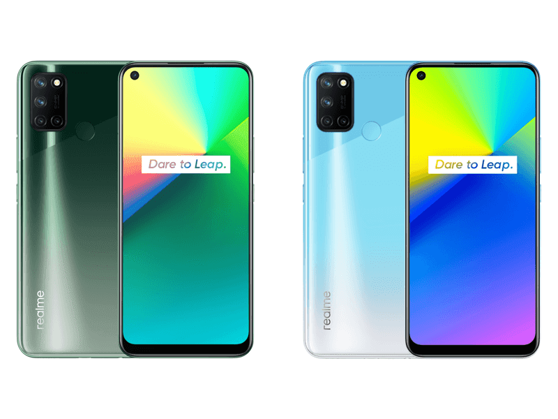 realme 7i in Fusion Blue and Fusion Green colorways