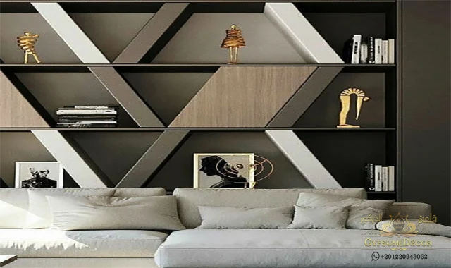 ديكورات مكتبات جبس بورد الشاشات _ الوان دهانات حوائط