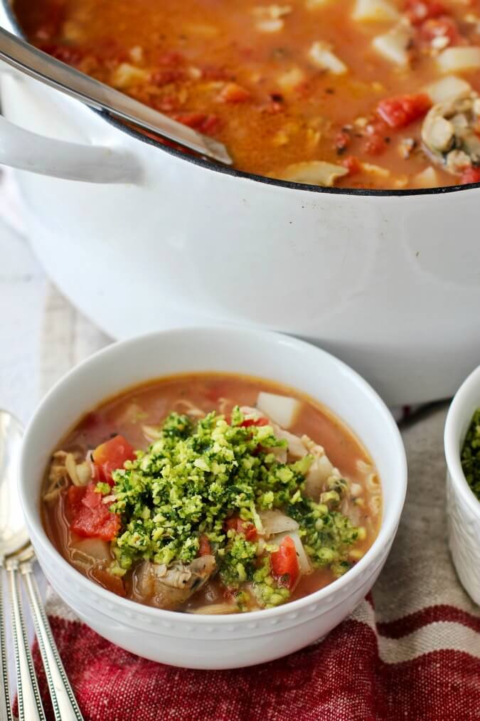 Red Clam Chowder with Garlicky Saltine Garnish Karen's Kitchen Stories