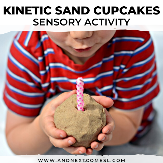 Kinetic sand cupcakes sensory activity for toddlers and preschoolers