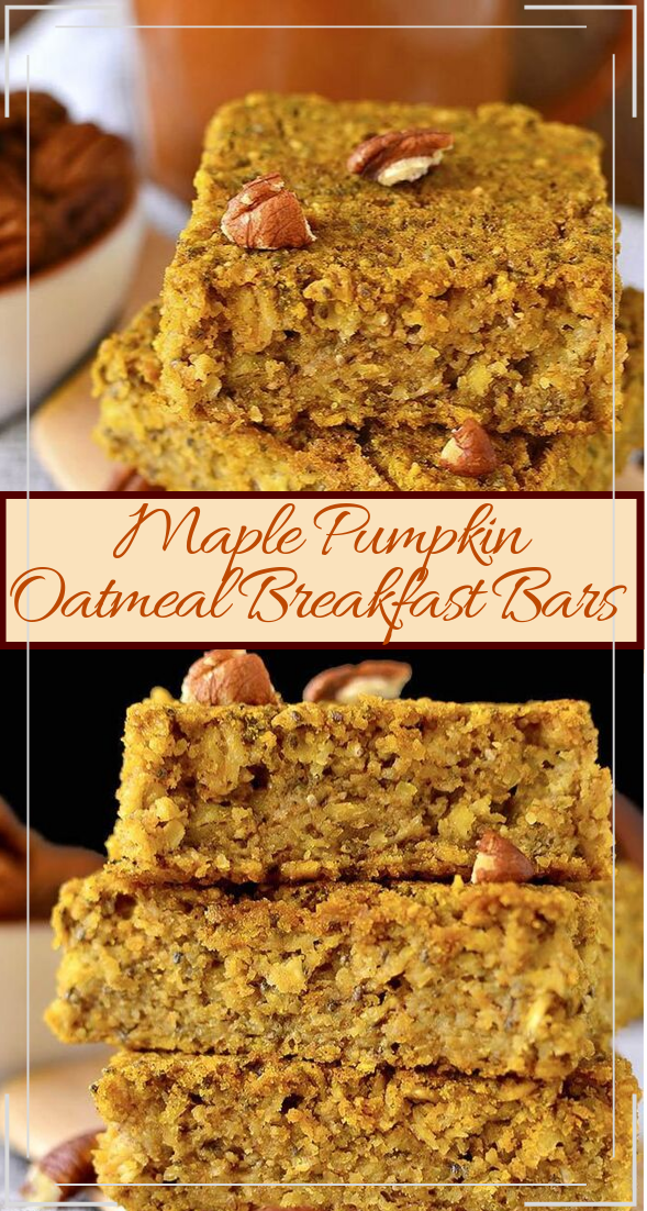 Maple Pumpkin Oatmeal Breakfast Bars #healthyfood #dietketo #breakfast #food