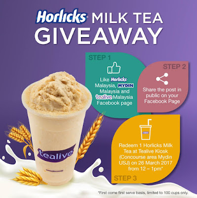 Tealive Asia FREE Horlicks Milk Tea MYDIN Malaysia