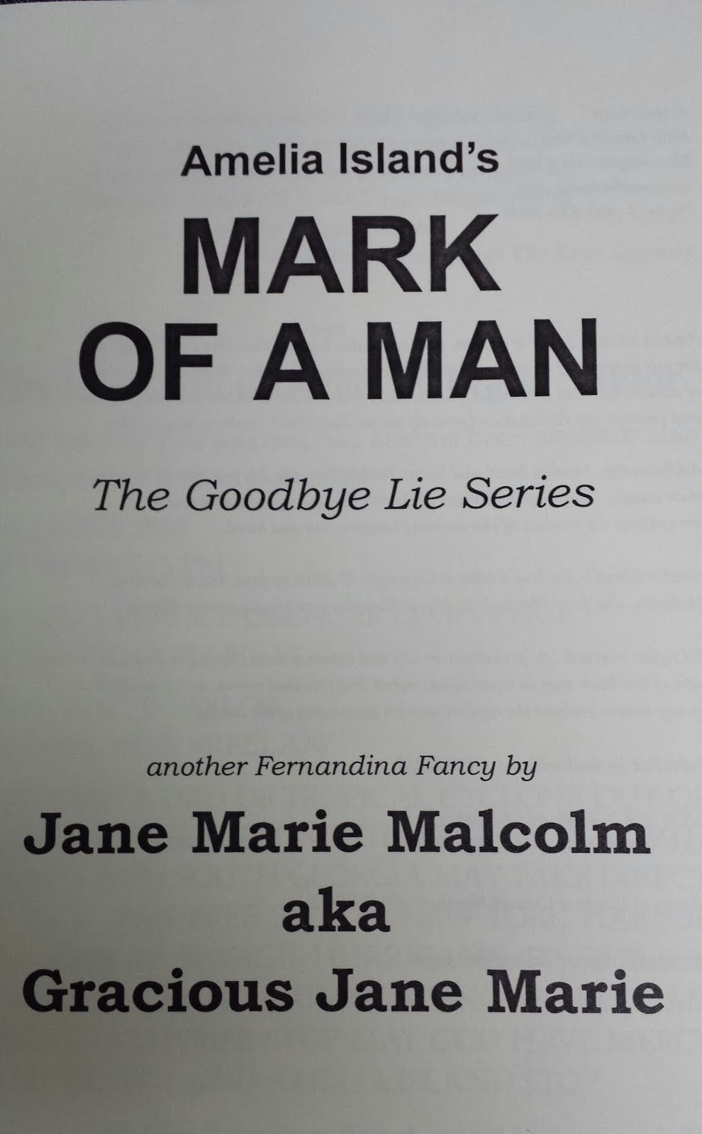 Click on the Title Page below to read the Opening Pages of Amelia Island's Mark of a Man