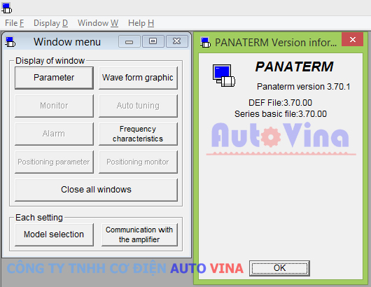 Phần mềm PANATERM ver 3.7 upload thông số servo Panasonic