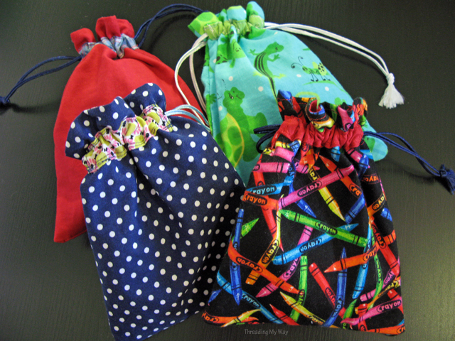 Reusable Drawstring Gift Bags... two gifts in one ~ Threading My Way
