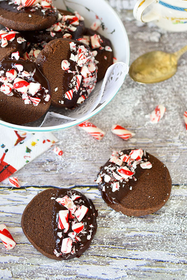 Woman in Real Life Peppermint Candy Cane Chocolate Shortbread Cookies