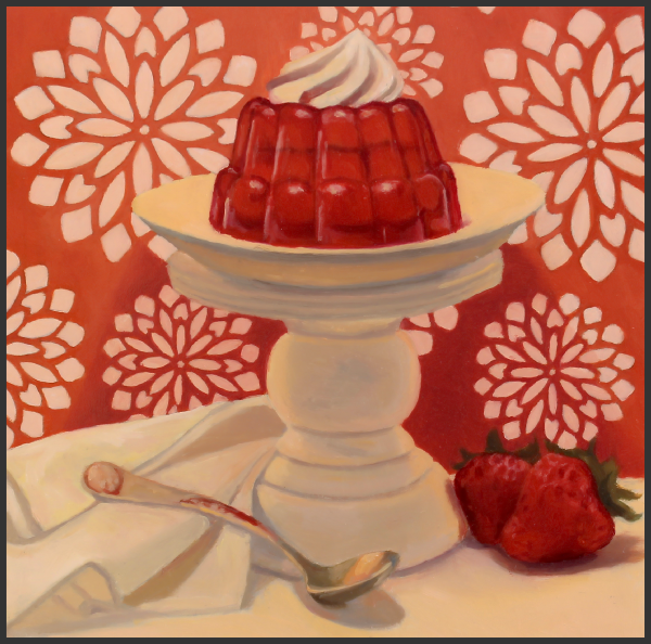 Strawberry Gelatin Dessert with Strawberries! Lora Banks Artist