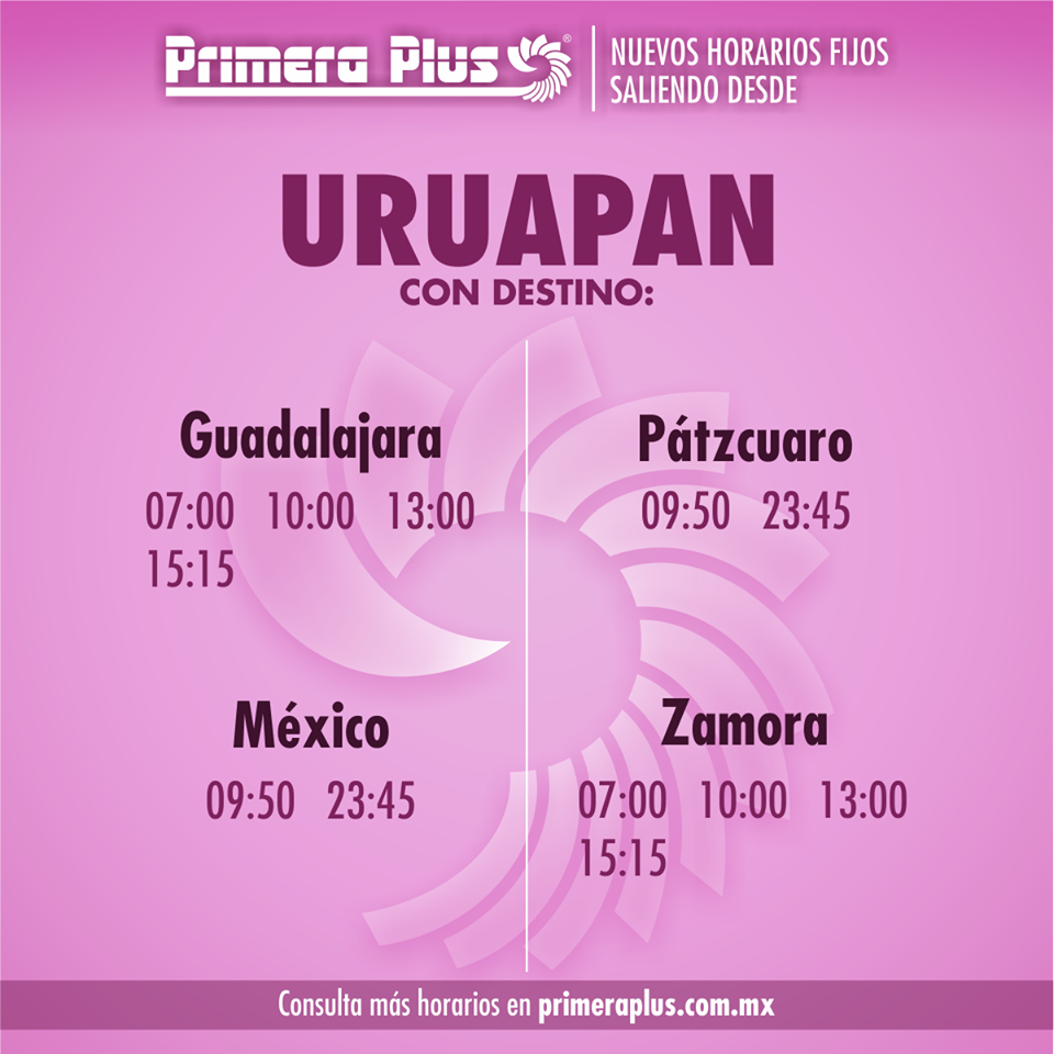 Estos son algunos de los horarios actualizados de Primera Plus en sus rutas