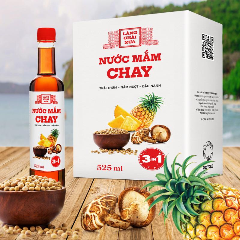 Thùng 6 Chai Nước Mắm Chay 3 Trong 1 Làng Chài Xưa 525Ml