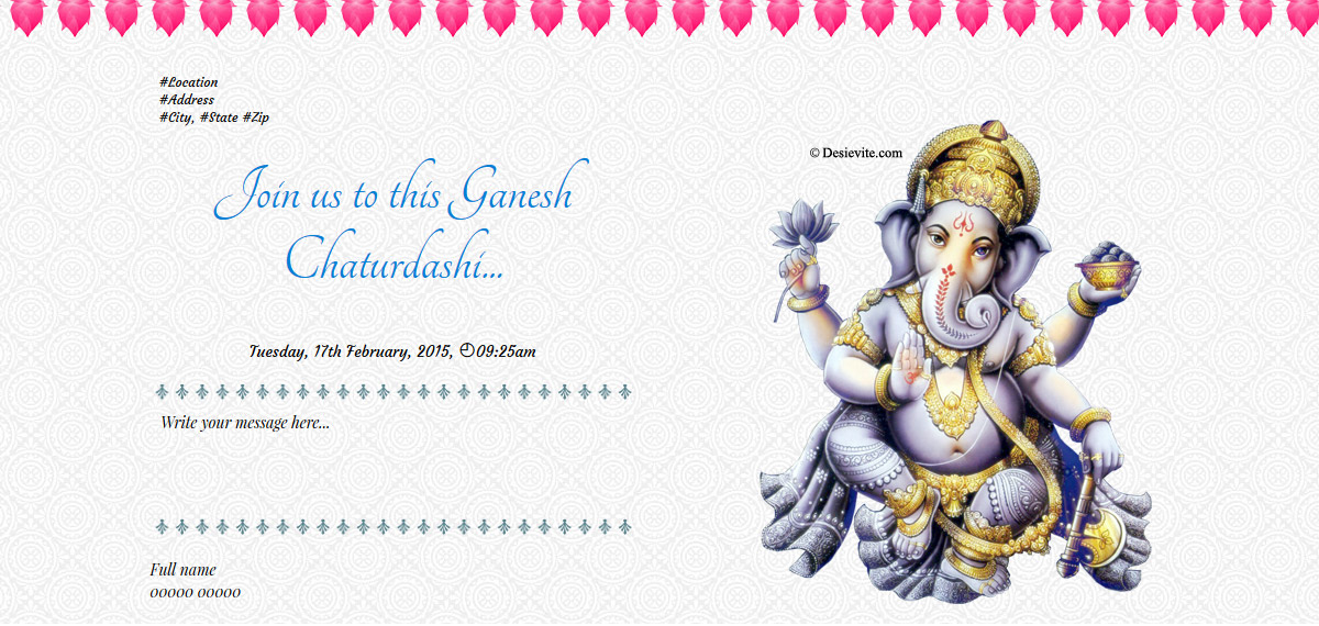 Ganesh Chaturthi 2017 Pooja Invitation Text Messages To Friends