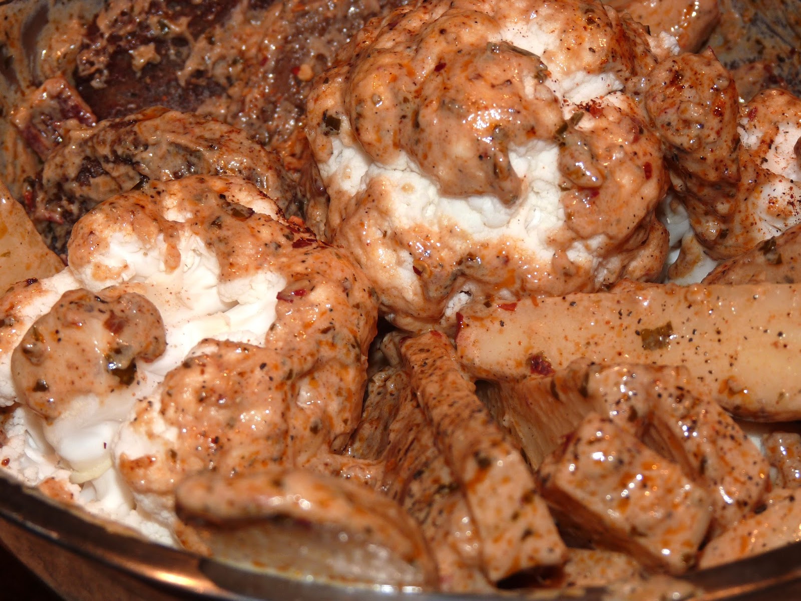 Vegan Sweet and Spicy Peanut Marinade with Cauliflower and Veggies