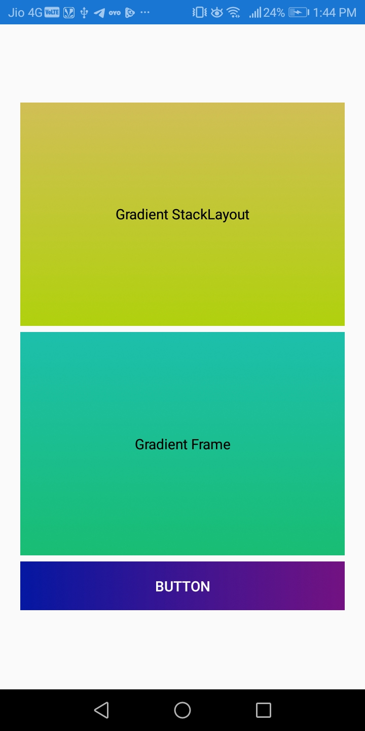 Gradient Color In Xamarin Forms(Gradient Button, StackLayout, Frame