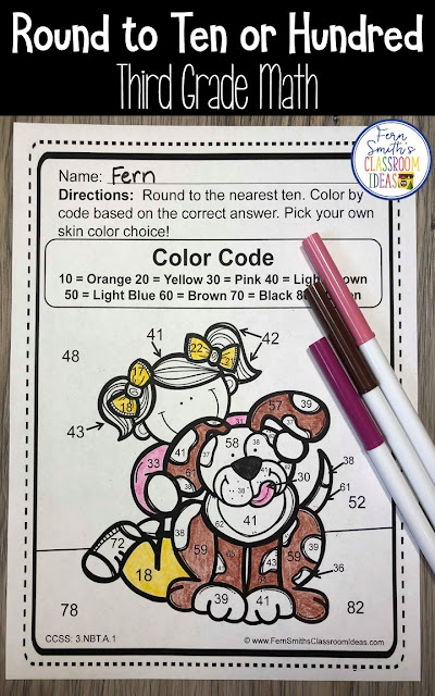 This 3rd Grade Go Math 1.2 Round to the Nearest Ten or Hundred Color By Number Resource includes 5 student pages for introducing or reviewing Round to the Nearest Ten or Hundred and 5 answer keys. You will love the no prep, print and go ease of these Round to the Nearest Ten or Hundred printables. Rounding is an essential skill to master in third grade. Students need to be able to understand rounding whole numbers to the nearest 10 or 100 as a stepping stone for many third grade math skills. With the 5 Answer Keys also included, this helps you quickly and efficiently check your students work in a very short amount of time.