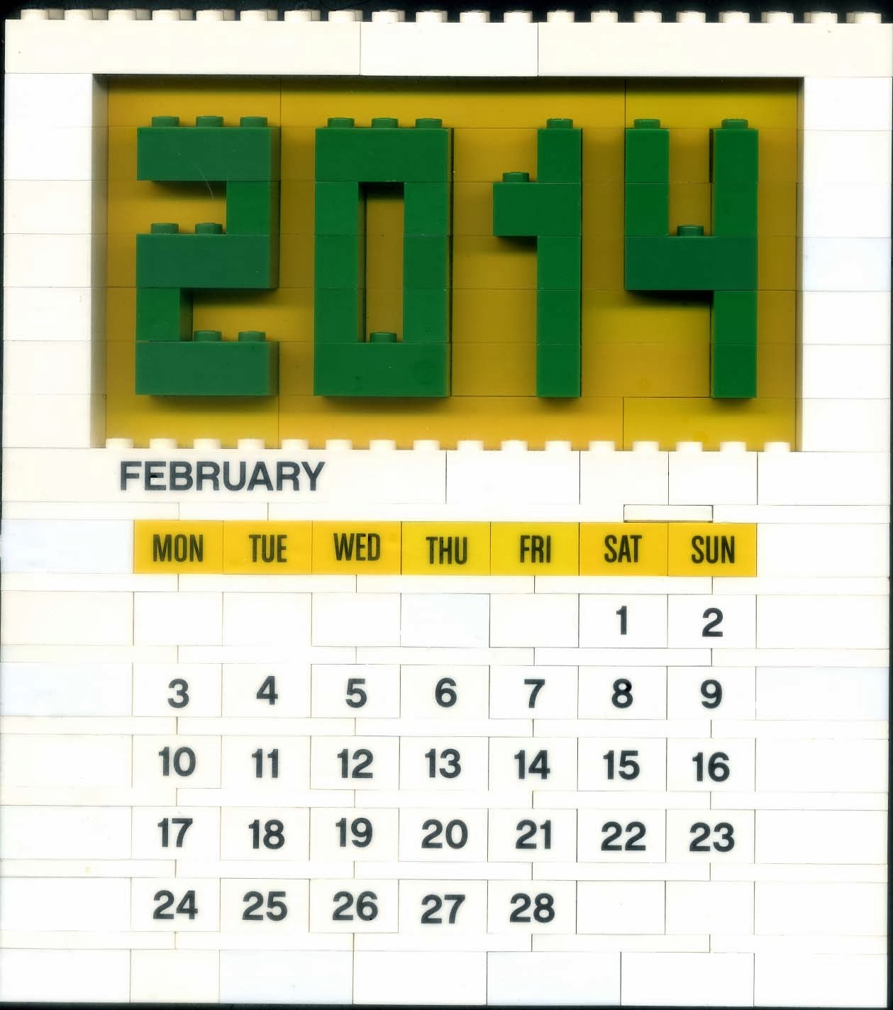 MOC Calendário LEGO mês fevereiro 2014