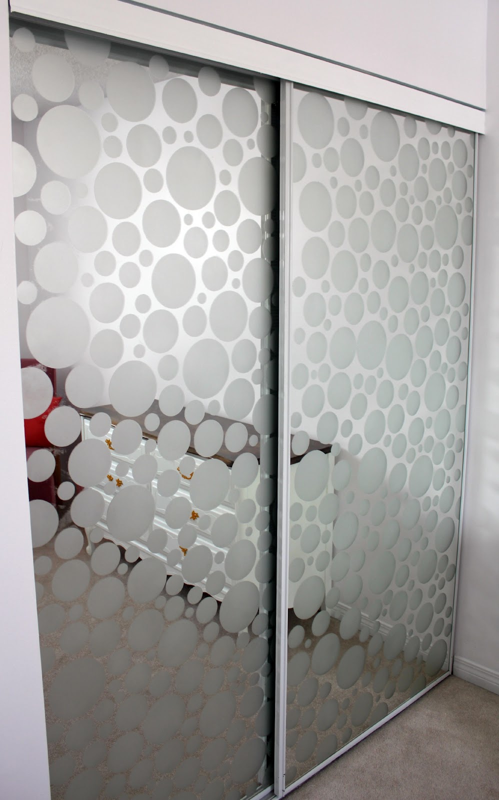 Two Loonies and a Penny Frosting Mirrored Closet Doors 2nd Attempt