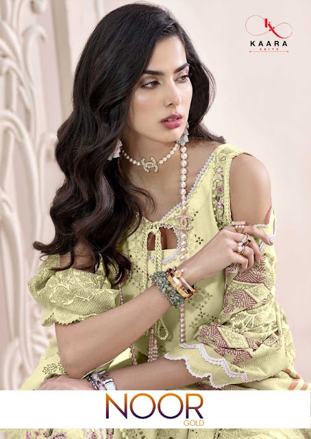 Kaara Suits Noor Gold Cotton Pakistani Suits