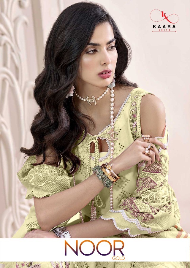  Kaara Noor Gold Cotton Pakistani Suits wholesaler