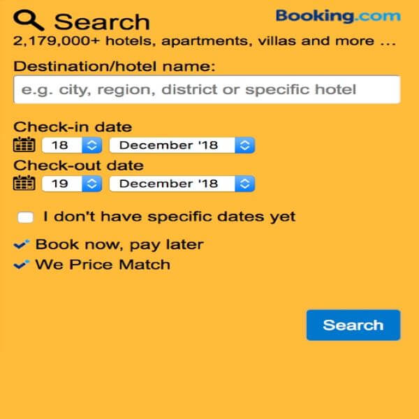 booking Search Box