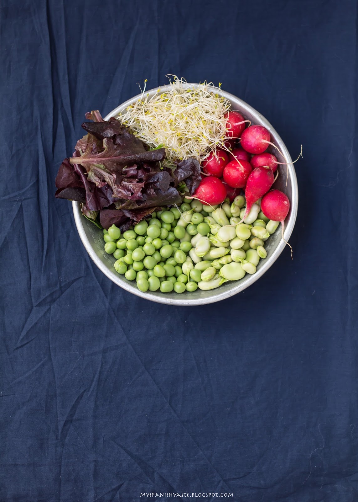 My Spanish Taste Broad beans and peas salad with arugula pesto