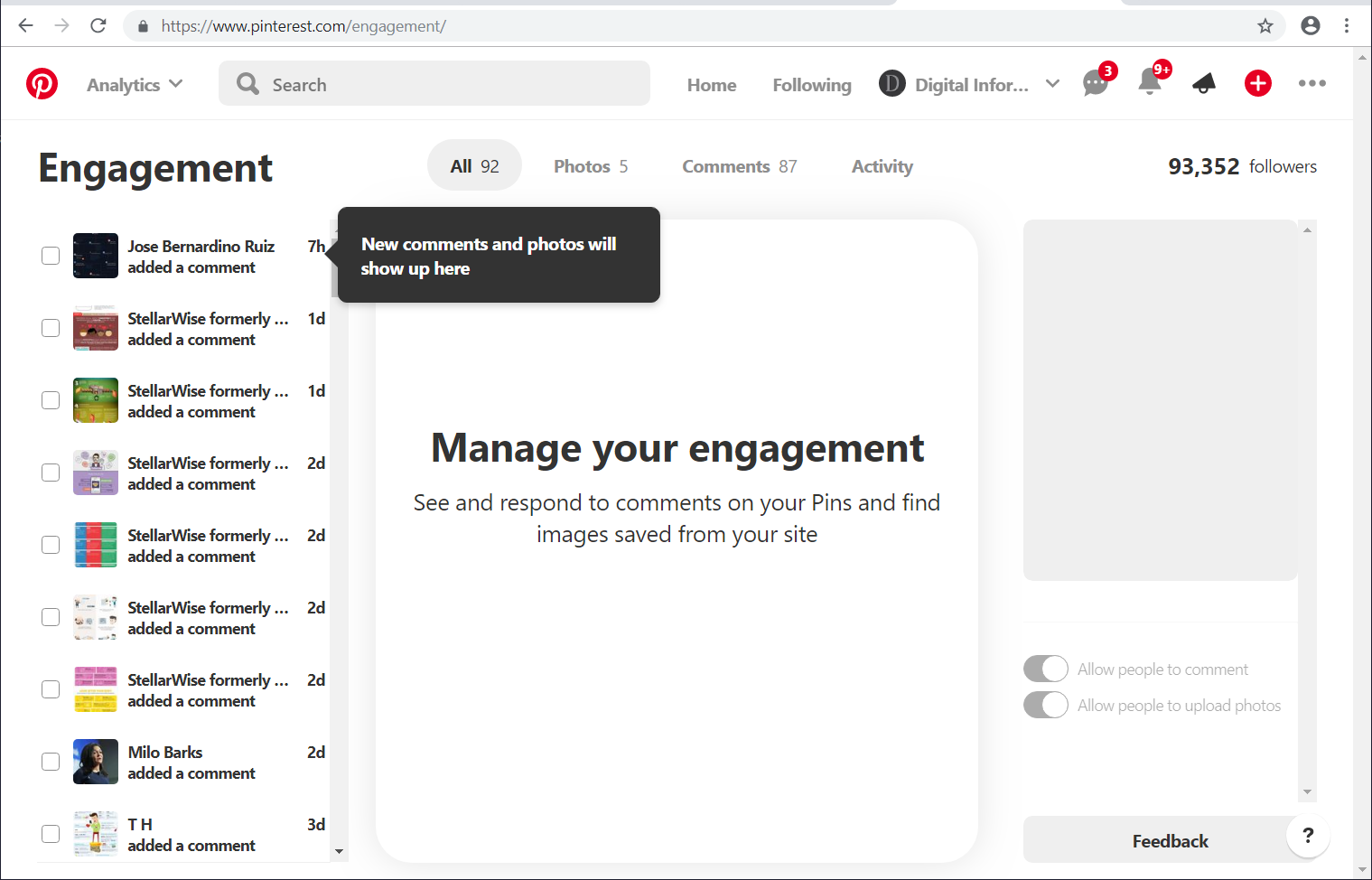 Pinterest Rolls Out an Engagement Tab to Centralize the Comments Moderation Process! 