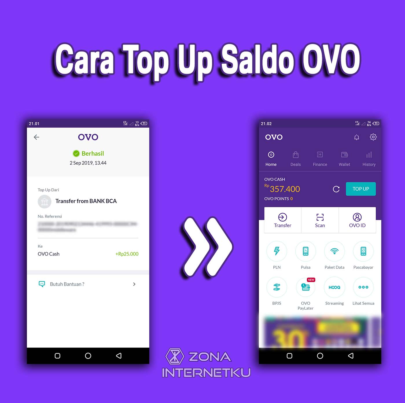 Cara Top Up/Mengisi Saldo OVO Cash Dari Bank Dan Merchant
