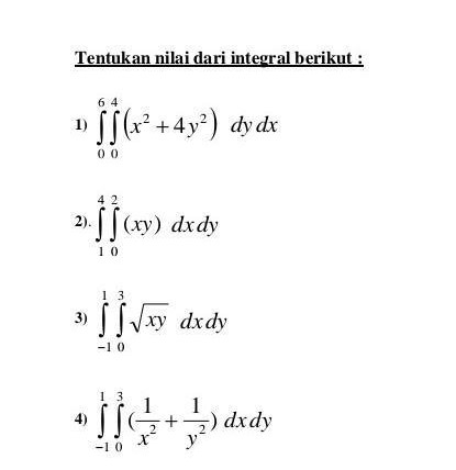 Contoh Soal Integral Lipat Dua