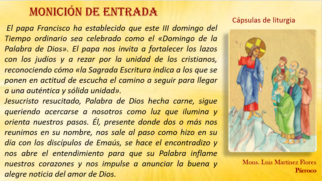 "MI PARROQUIA DE LOS DOCE APÓSTOLES" CÁPSULA DE LITURGIA MONICIÓN DE