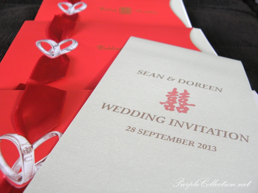 chinese red wedding ring card