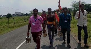 पैदल ज्योत यात्रा का राजगढ़ में किया स्वागत, बडवेली में महा आरती का किया आयोजन