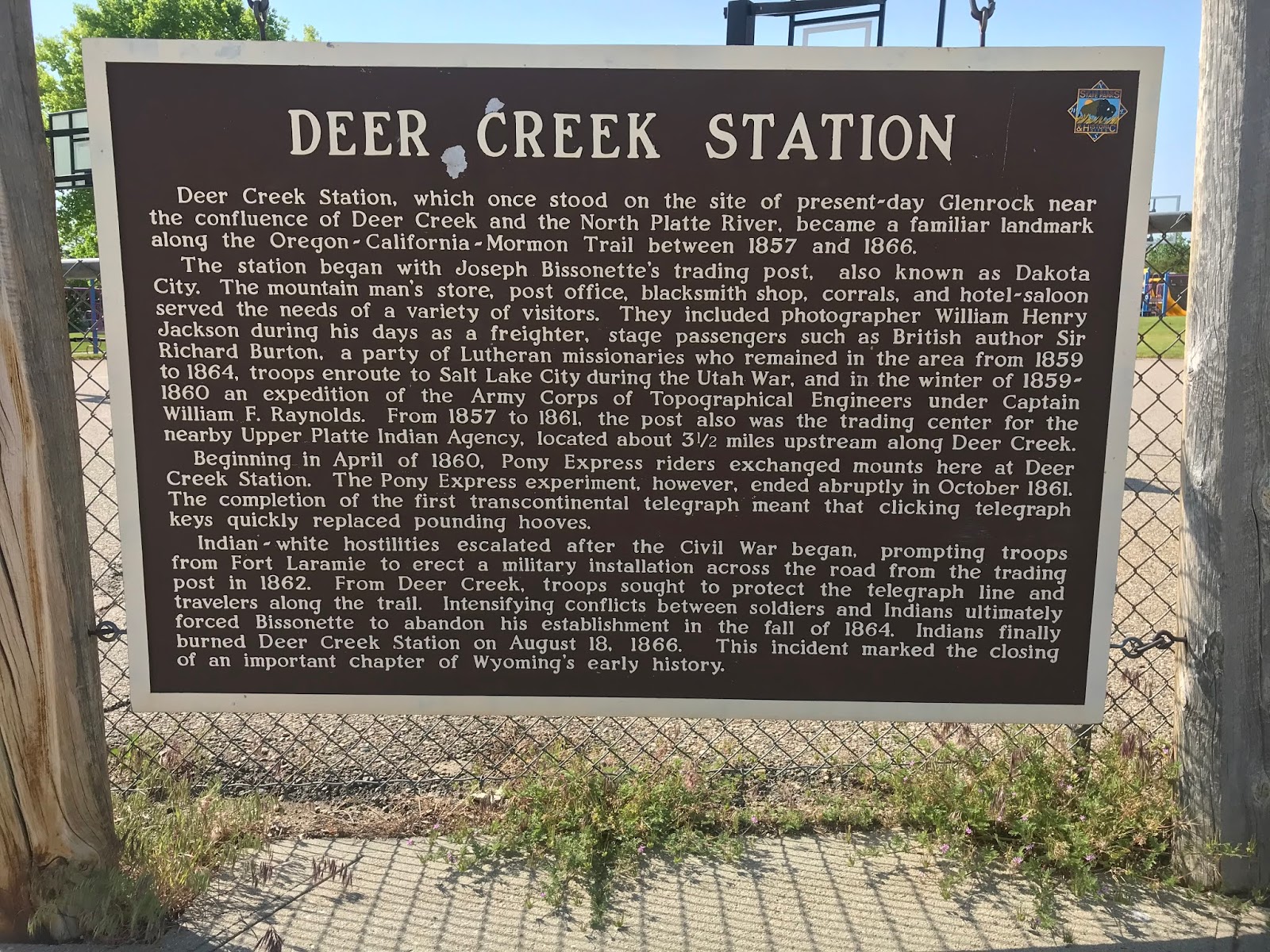 Today In Wyoming's History Deer Creek Station, Glenrock Wyoming.