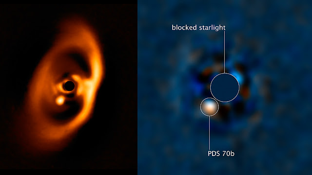 Exoppaneta PDS 70b registrado em 2018 pelo VLT e agora pelo Hubble