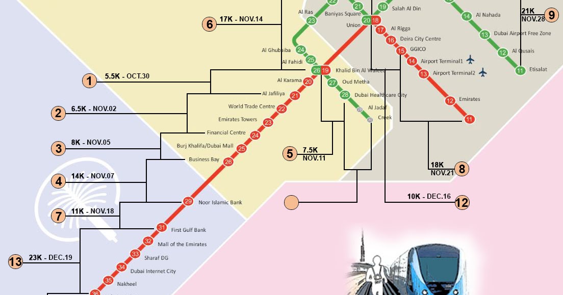 Dubai Metro Map Yellow Line