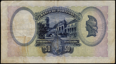 Portuguese bank notes 50 Escudos banknote University of Coimbraat