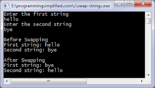 Program to Swap Strings in C برنامج لمبادلة النصوص في C