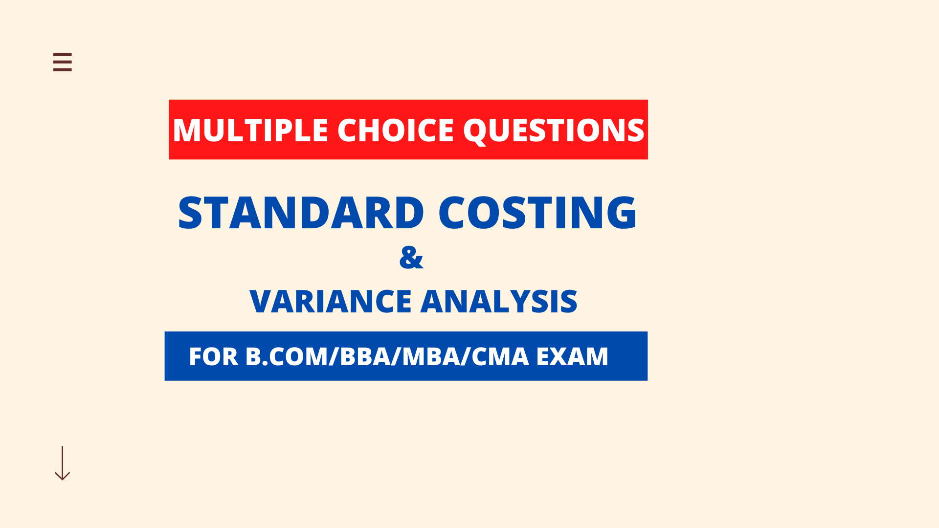 MCQ On Standard Costing Variance Analysis MCQs Multiple Choice