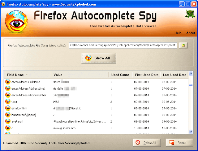 Firefox Autocomplete Spy