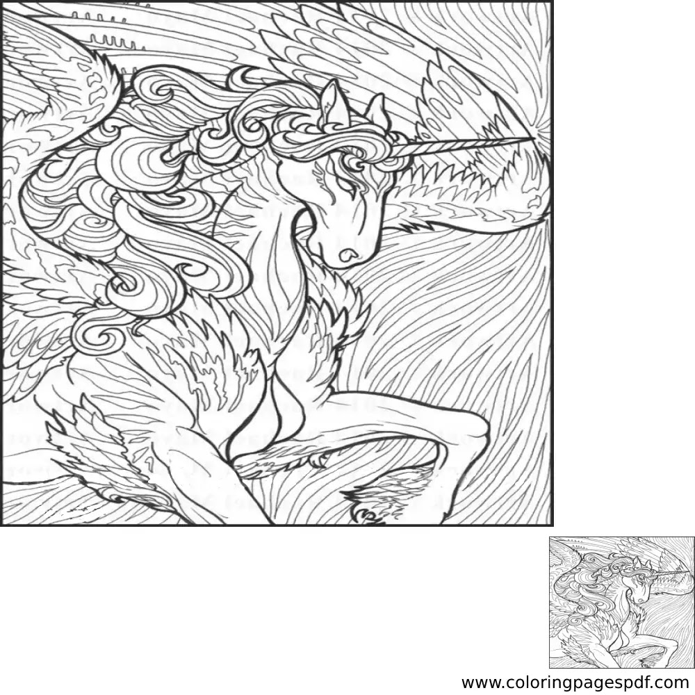 Coloring Page Of A Powerful Unicorn Mandala