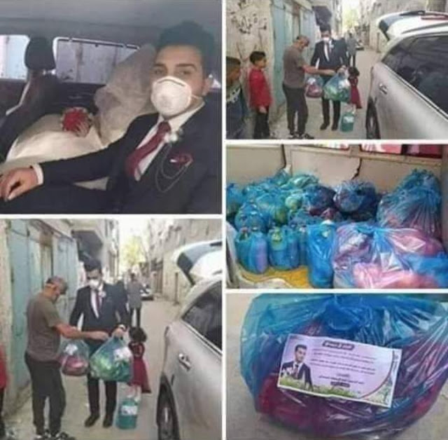 استبدال الفرح بحقائب لمساعدة المحتاجين في الأزمة