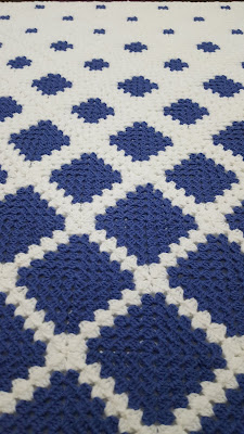 Handmade blanket of two colors of grannysquares