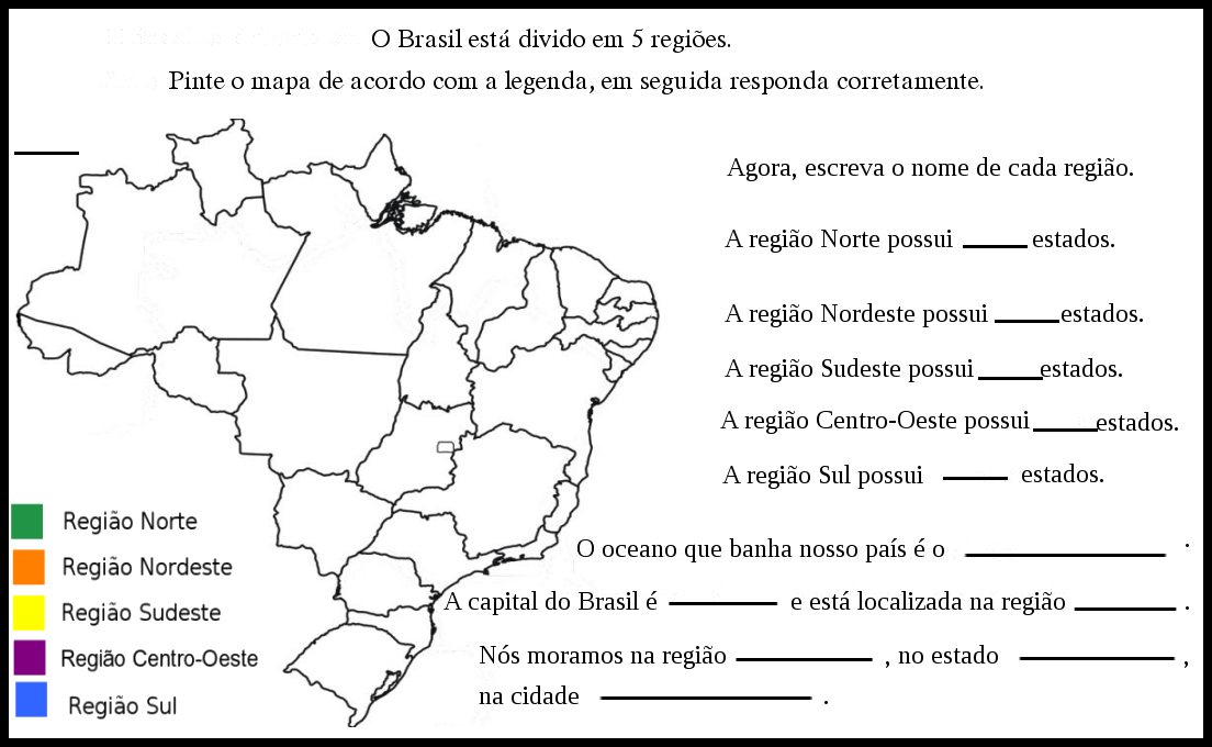 Tarefa Escolar: Mapa do Brasil e suas Regiões