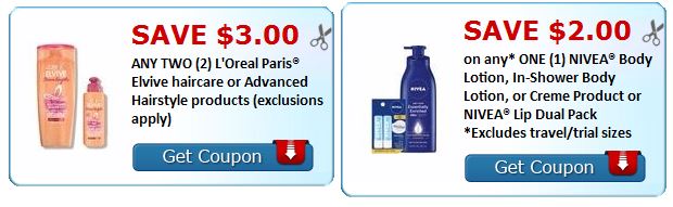 print nivea lotion or loreal shampoo coupons