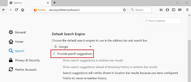 mozilla firefox provide search suggestions settings