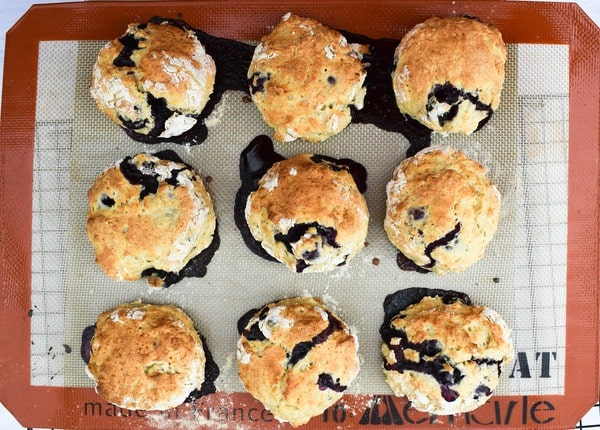 Making Blueberry Lemonade Scones - Step 6 - baked scones golden from oven