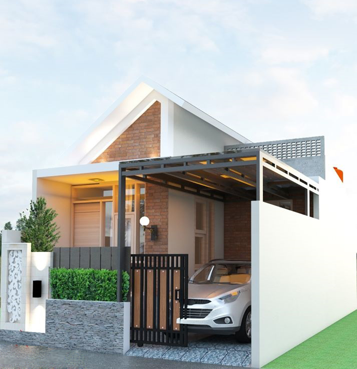  Desain  dan  Denah Rumah  Minimalis  Modern  dengan Ukuran 7 x 14 M Material Bata Ekspos Tampil 