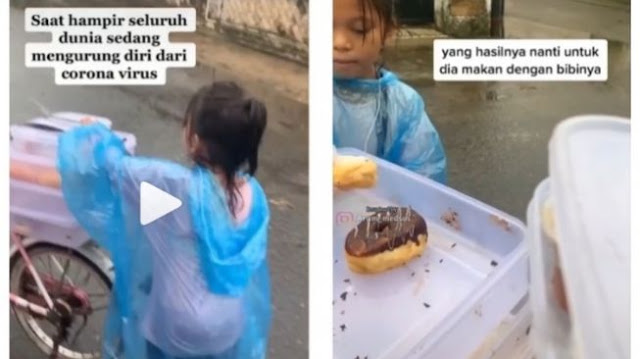 Loe Jangan Lihat Klo Gak Kuat!!  (:  Tiara, Gadis Kecil Banget Tak Bersekolah, Hujan-hujanan Jual Donat di Tengah Corona