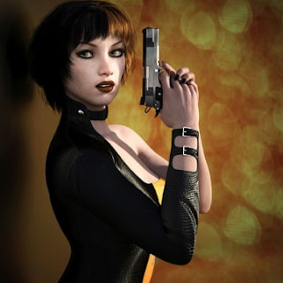 cool action girl pfp with gun