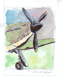 Spitfire at Goodwood ink and wash